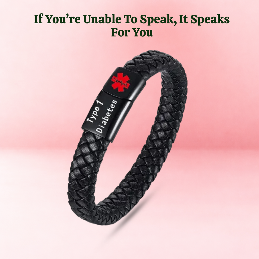 Men's Diabetes Medical ID Bracelet - If You're Unable To Speak, It Speaks For You
