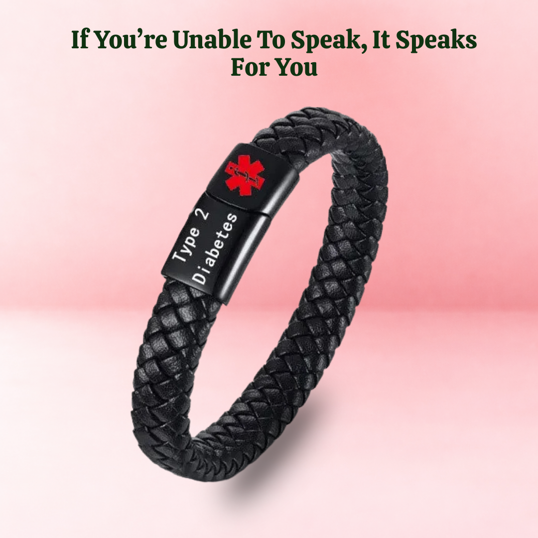 Men's Diabetes Medical ID Bracelet - If You're Unable To Speak, It Speaks For You