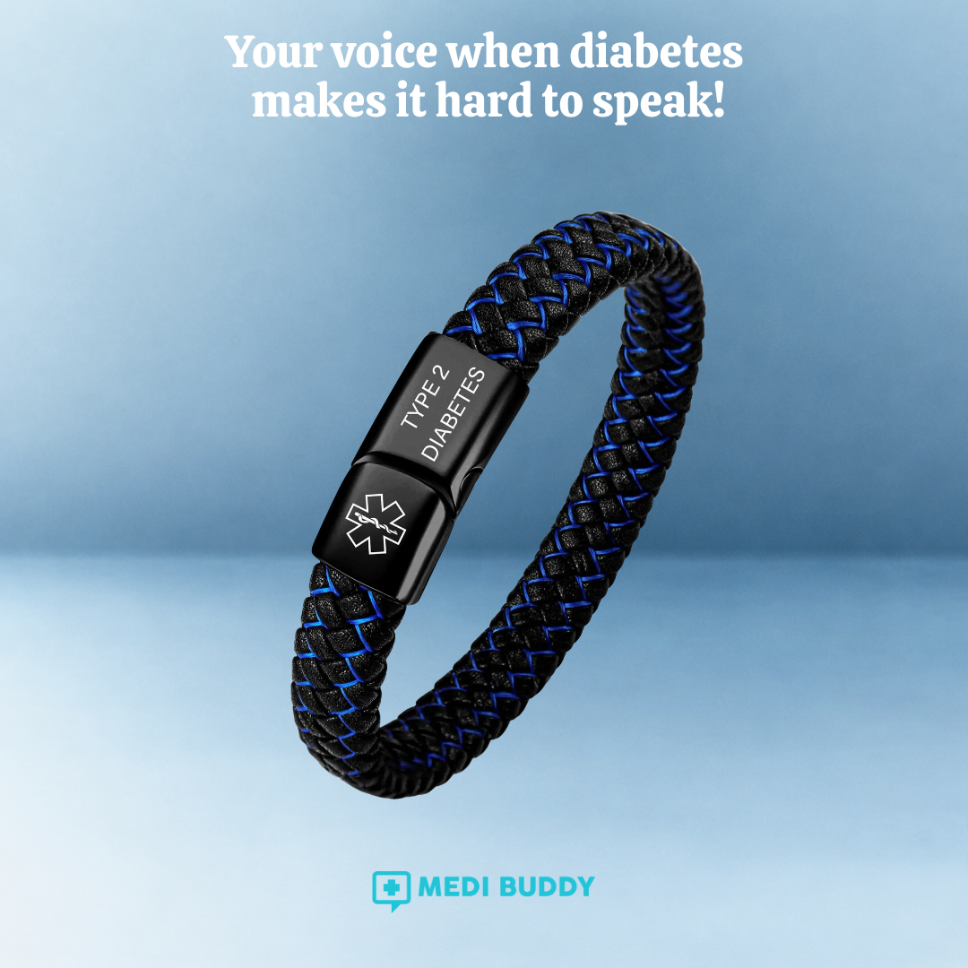 Men’s Diabetes Medical ID Bracelet - It May Save A Life